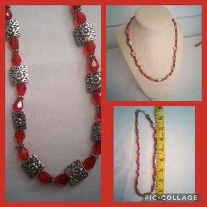 Sliver and red with small flower